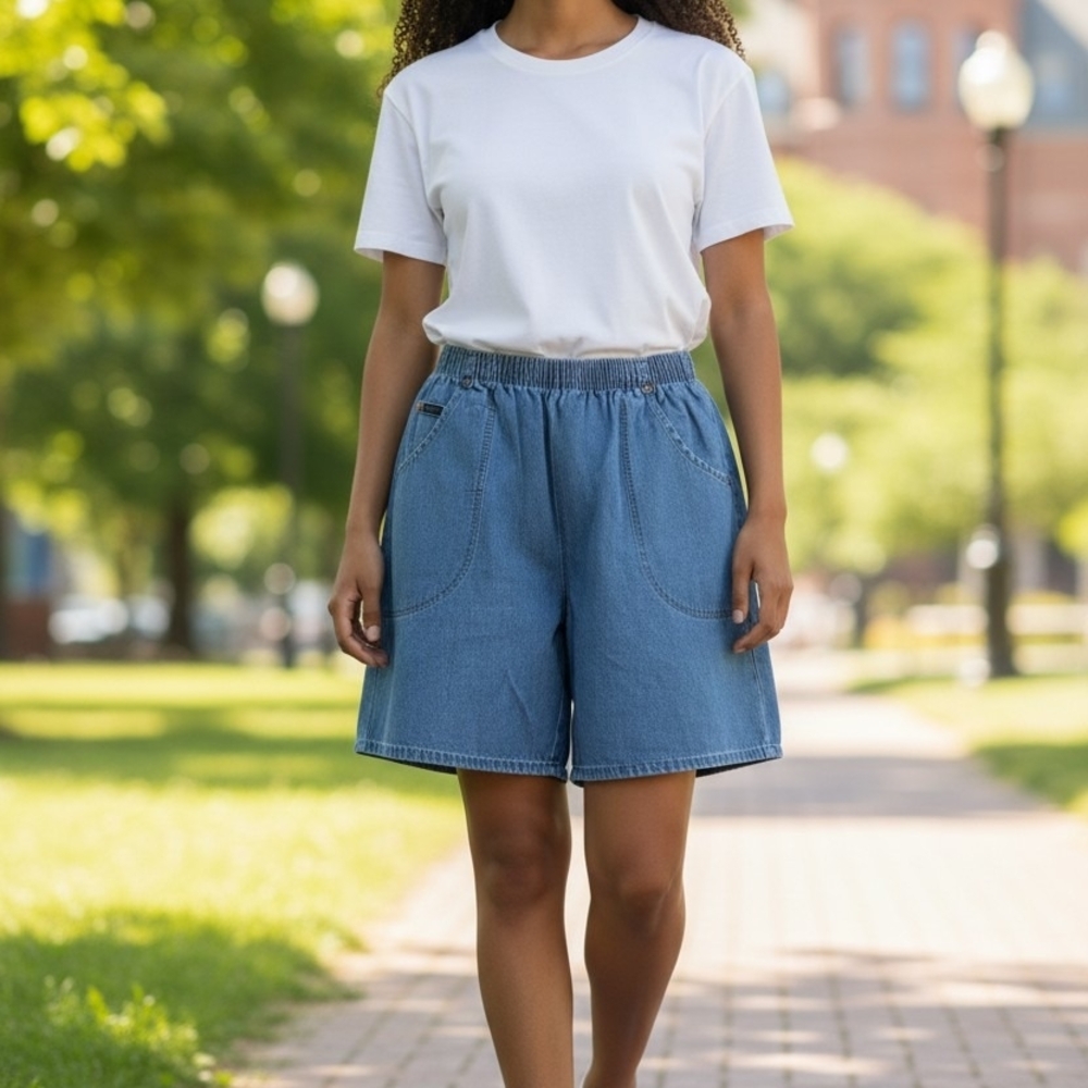 Chic Vintage Blue Jean Shorts for Women